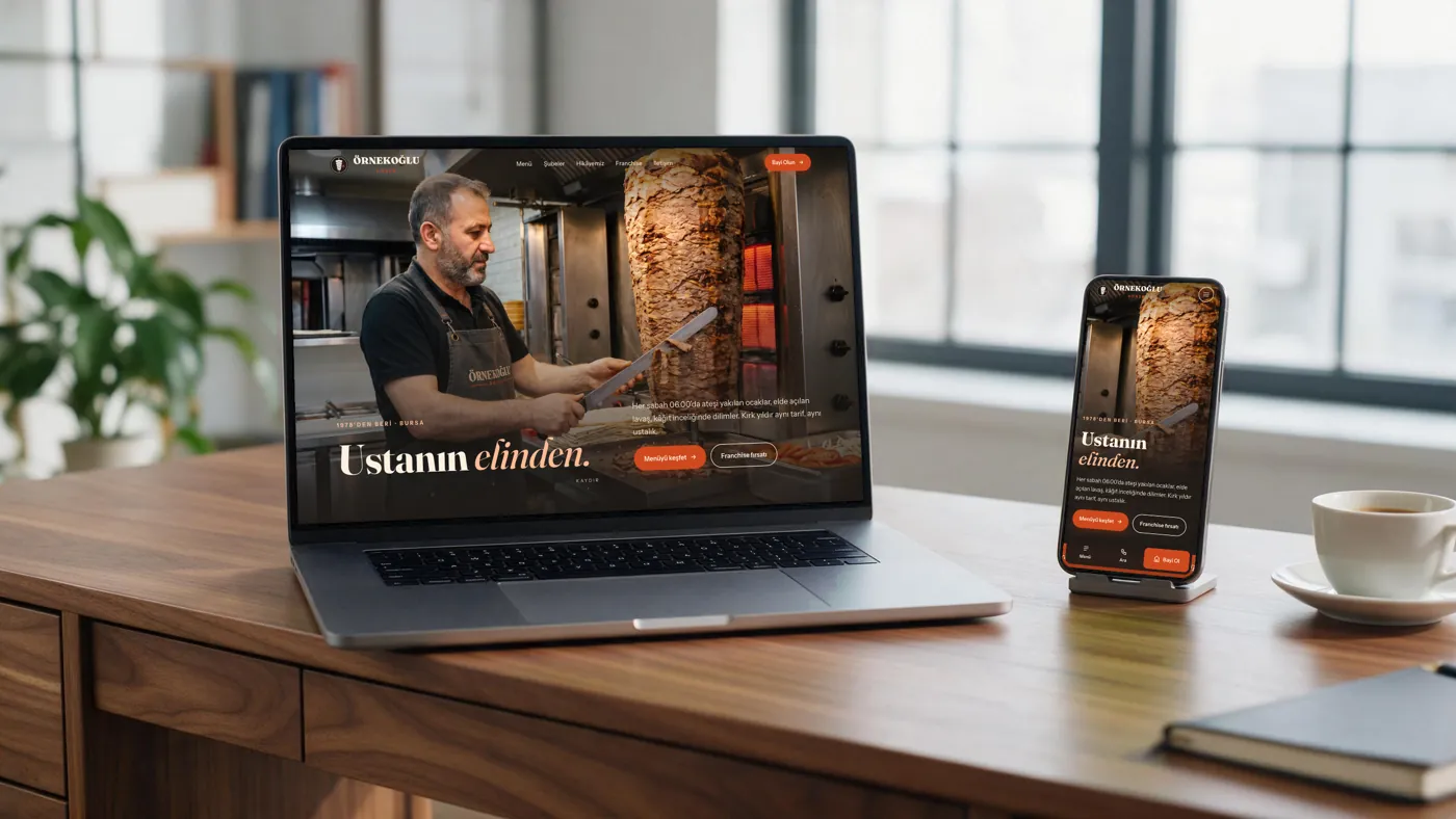 ÖRNEKOĞLU Döner web sitesi masaüstü ve telefonda